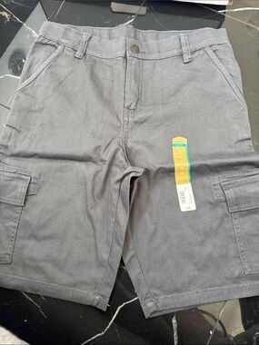 Little and big kids thereabouts Gray Cargo Shorts with Utility Pockets